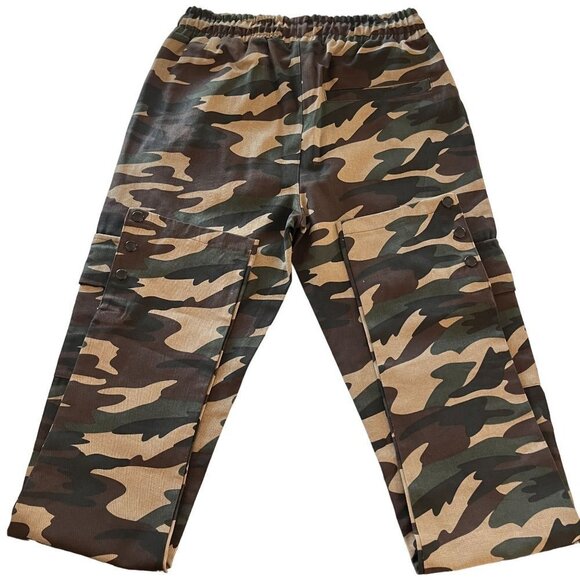 Boohoo Mens Pants Mens S Khaki Camo Cargo Twill‎ Popper Hem Casual Pants - Picture 4 of 12